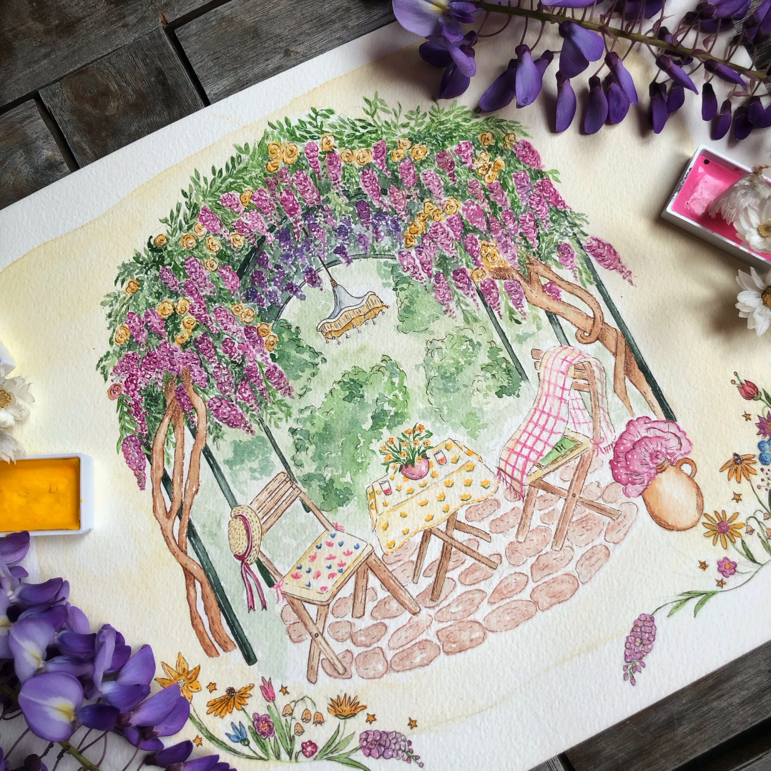 Carte et affiche "Sous la tonnelle au printemps"