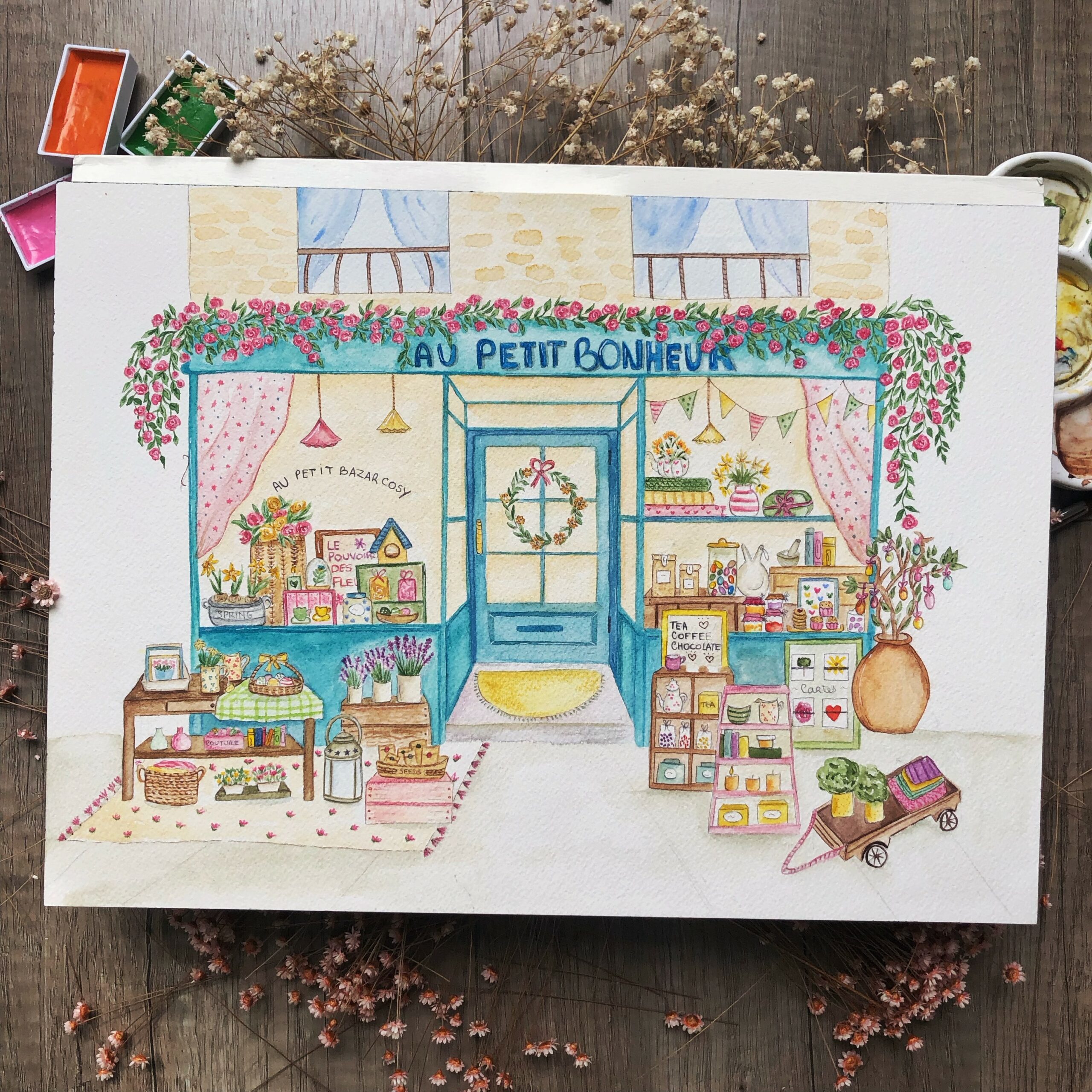 Carte / Affiche "Au petit bonheur" printemps