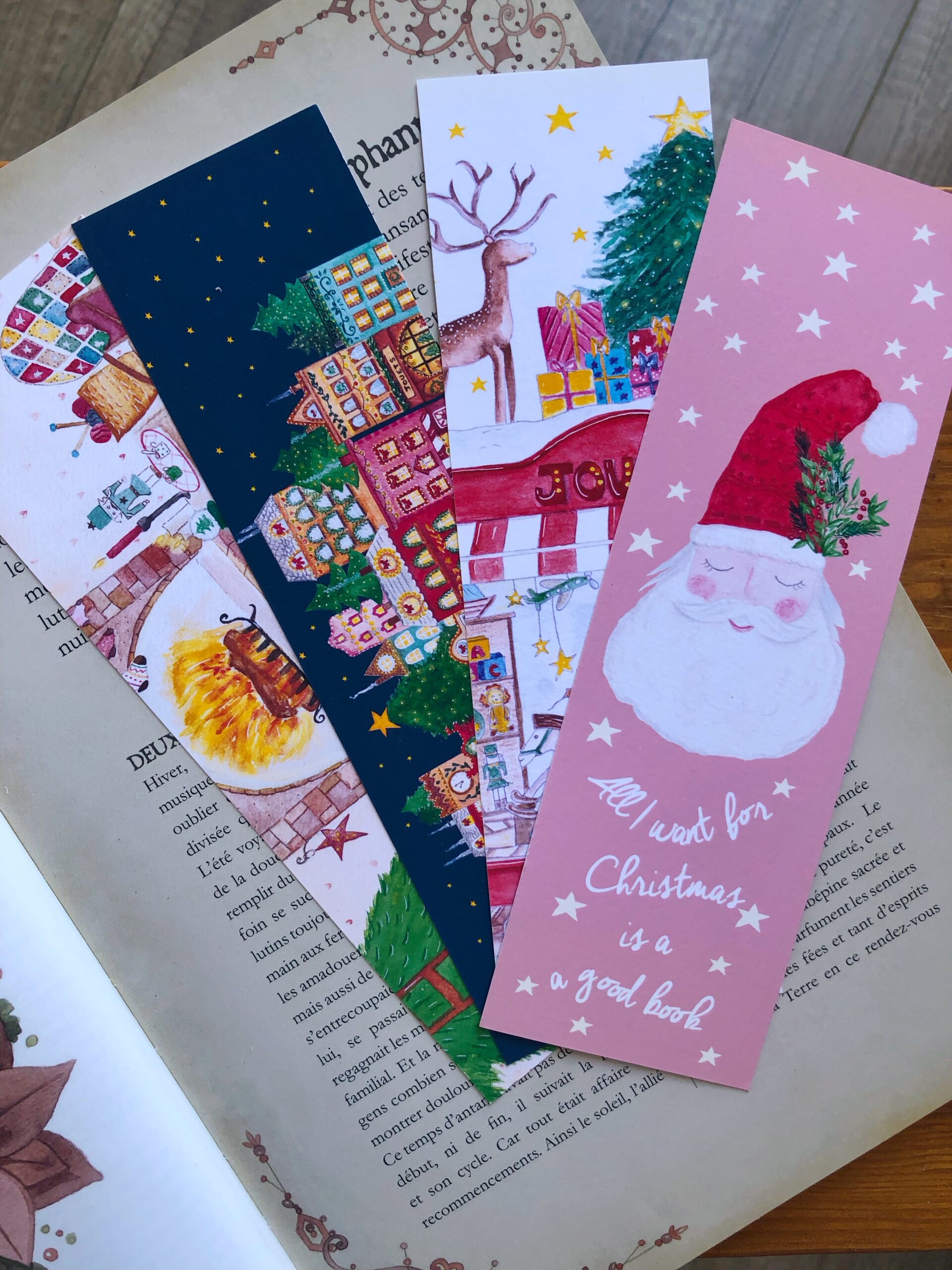 Lot de 4 marque-pages de Noël