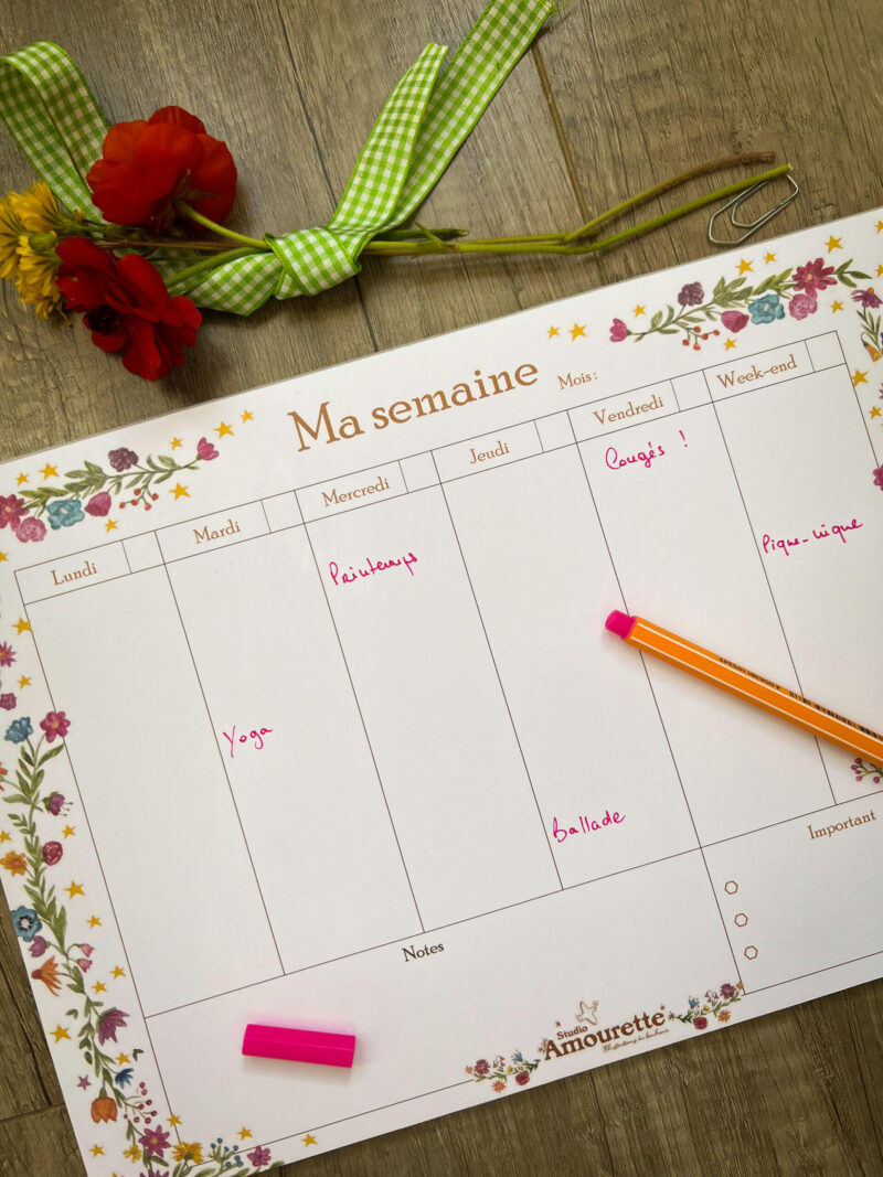 Semainier fleurs et étoiles – Image 3
