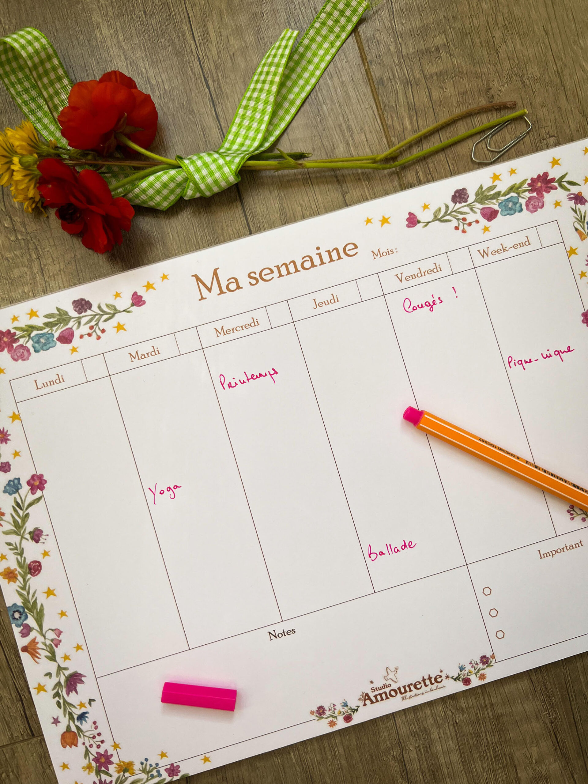 Semainier fleurs et étoiles – Image 3