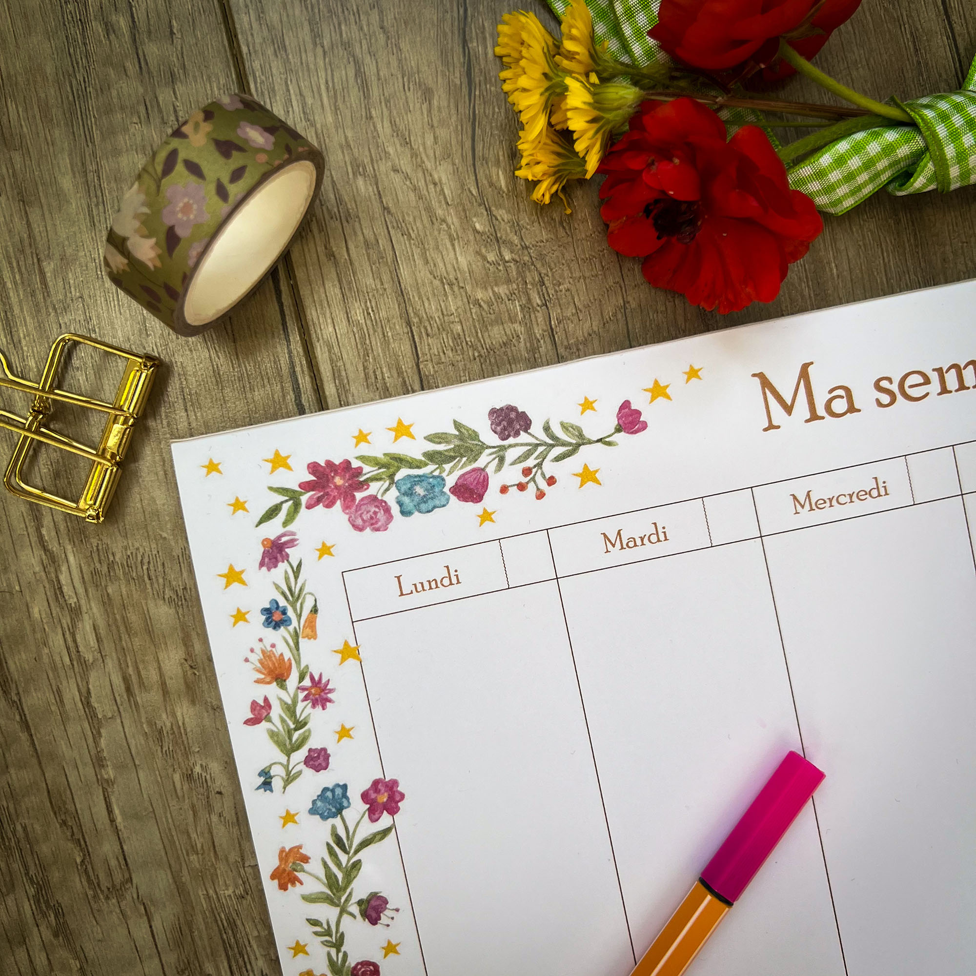 Semainier fleurs et étoiles – Image 2