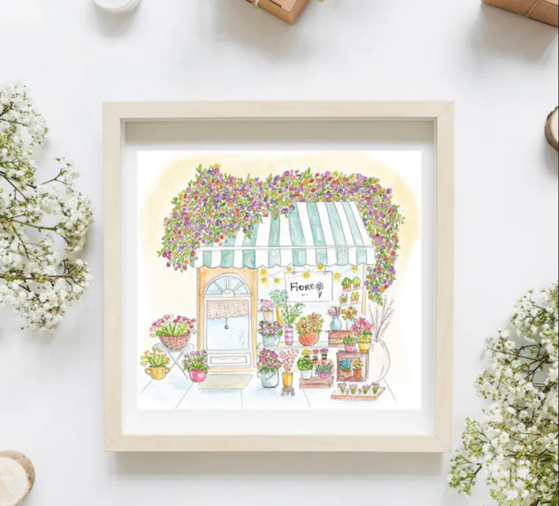 Fiore, la boutique de fleurs - carte et affiche de printemps