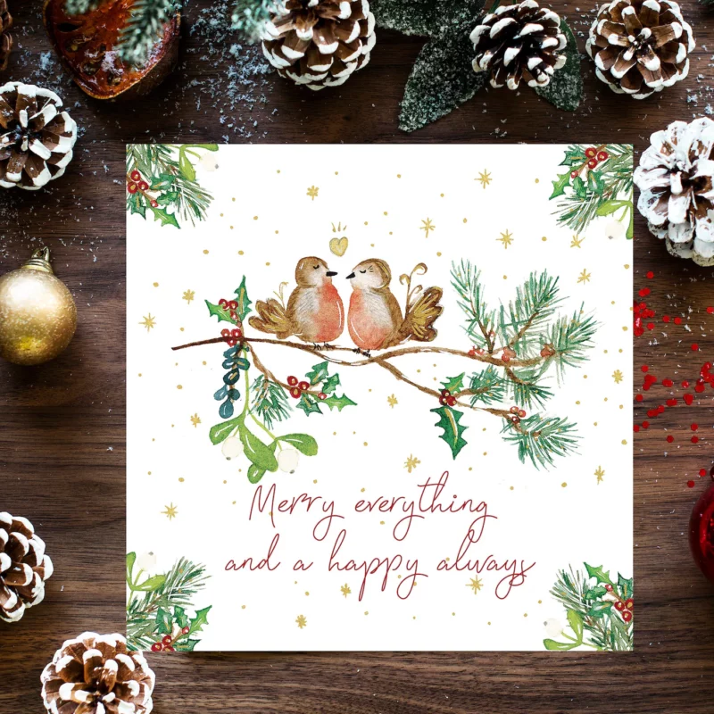 Carte/Affiche Les rouges-gorges de Noël